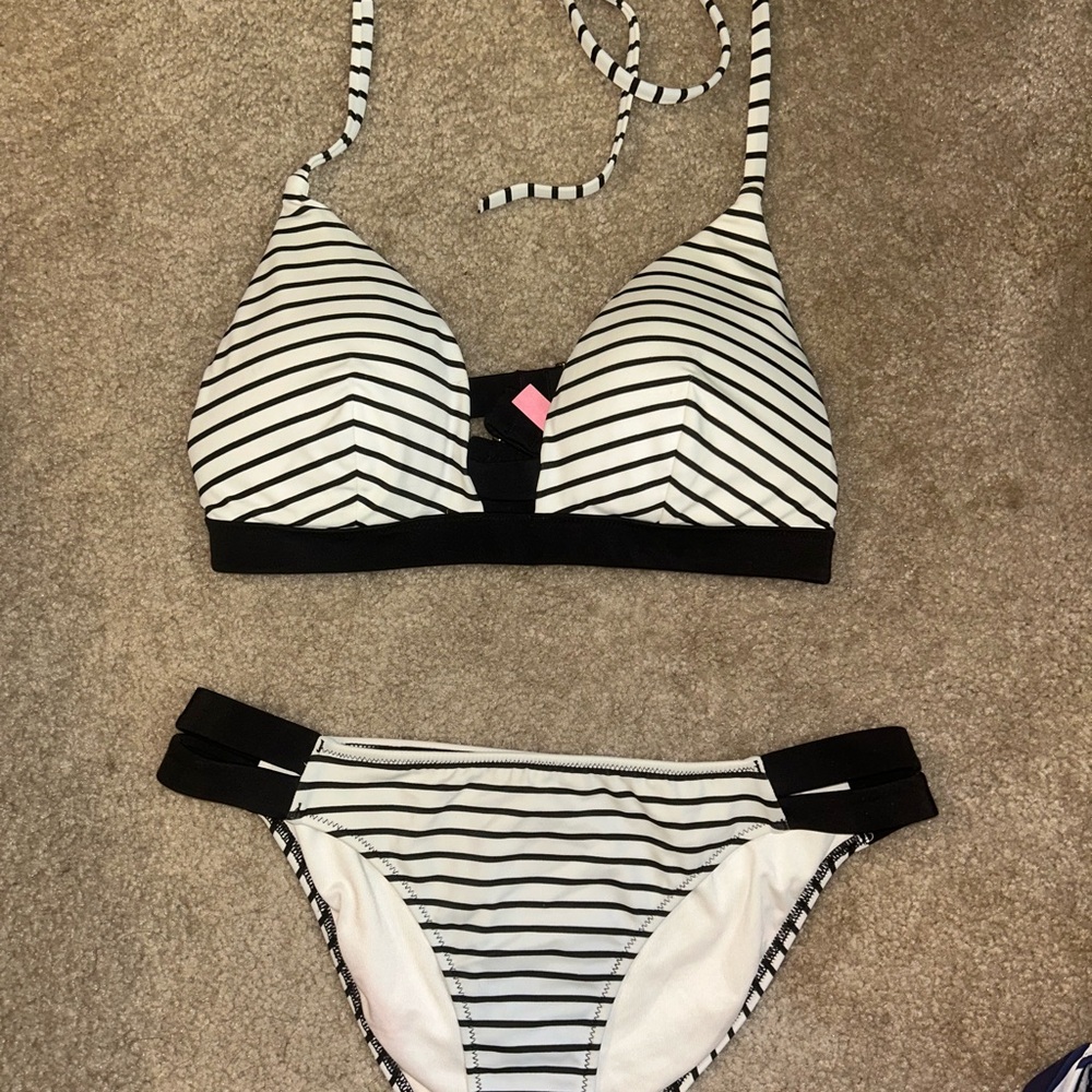 Victoria's Secret Black and White Striped Bikini